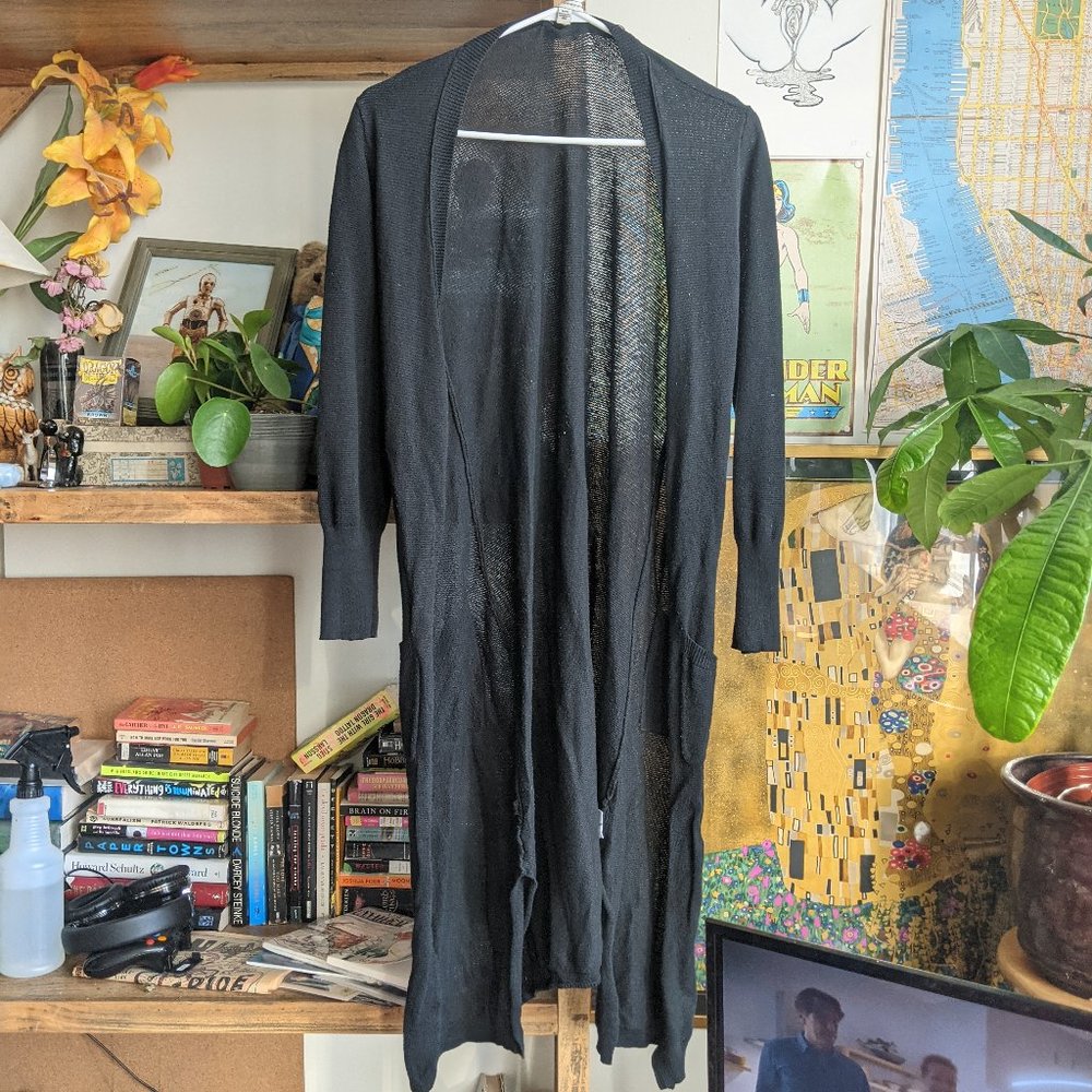 Long Black Cardigan w/pockets American Eagle sz M